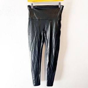 Spanx black faux leather legging size xl